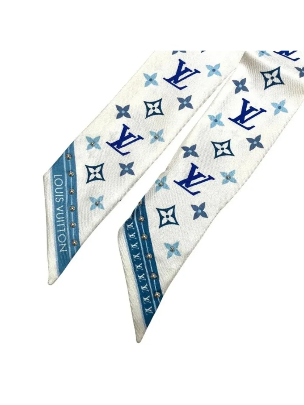 Louis Vuitton Bandeau BB Studs Narrow Scarf White Blue